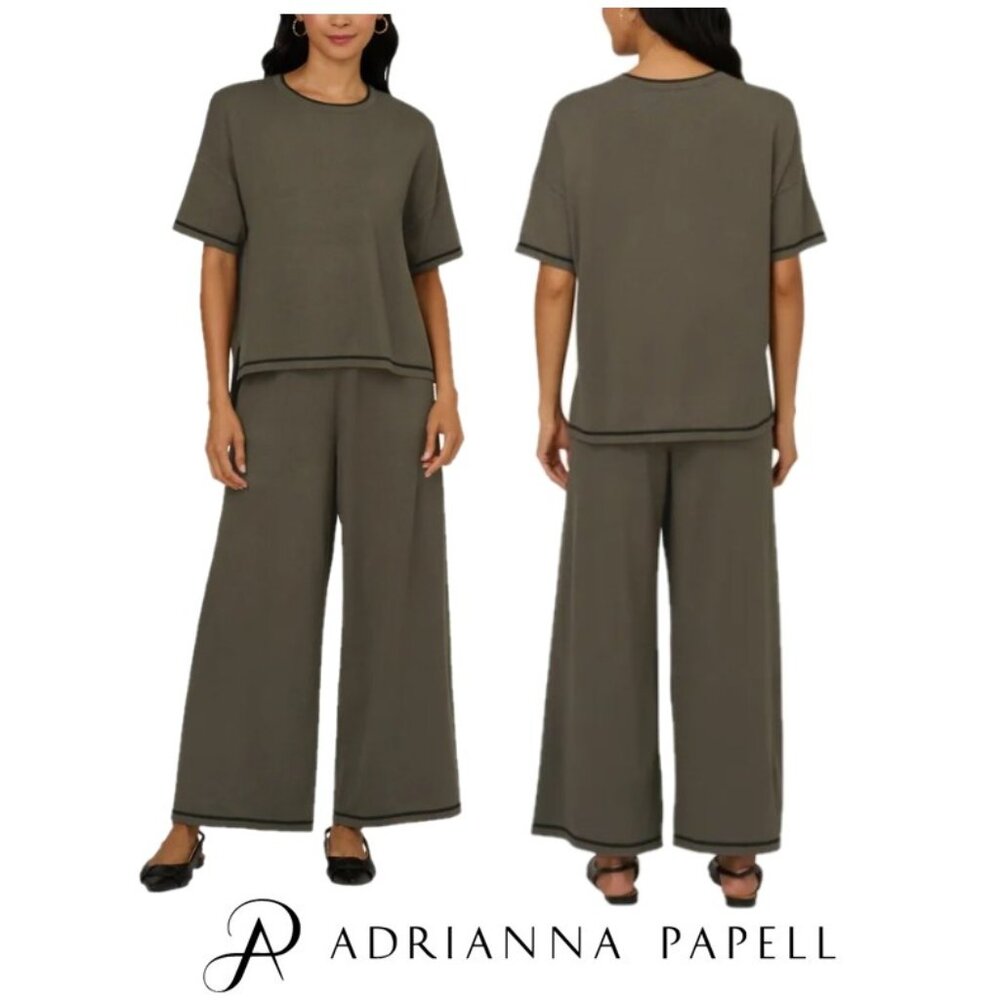 NWT Adrianna Papell Women's Lightweight Sweater Set, Dark Green